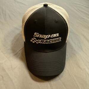 Snap-on Racing Mesh Trucker Hat Black Gray Adjustable Snapback Cap